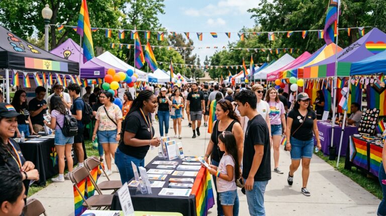 Community resource booths at Downey Pride 2026