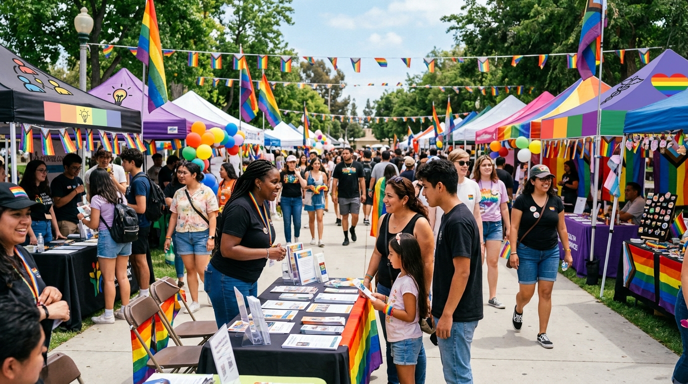 Community resource booths at Downey Pride 2026