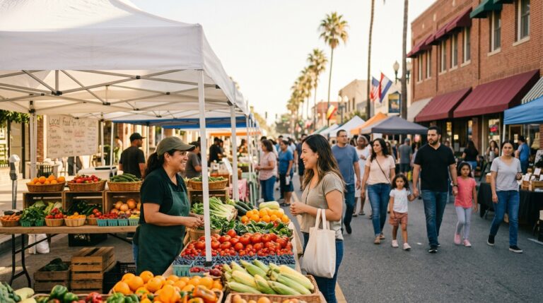 Farmers market and local vendors in Downtown Downey